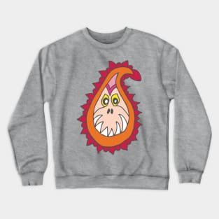 Halloween pattern with small monsters and bones in red, pink and gray-green Crewneck Sweatshirt